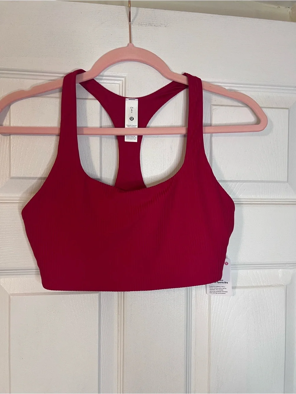 #615 Lululemon All-Time Hero Ribbed Sports Bra Mulberry Spark NWT Size S - Picture 1 of 7